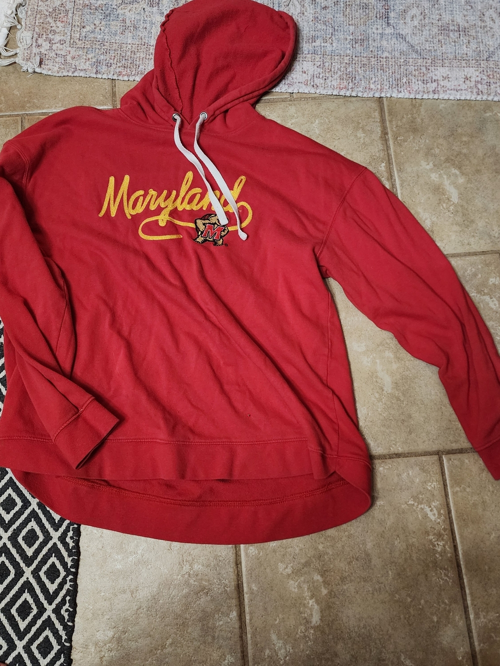 Champion Red Maryland Terrapins Script Crewneck Hoodie Embroirdered‎